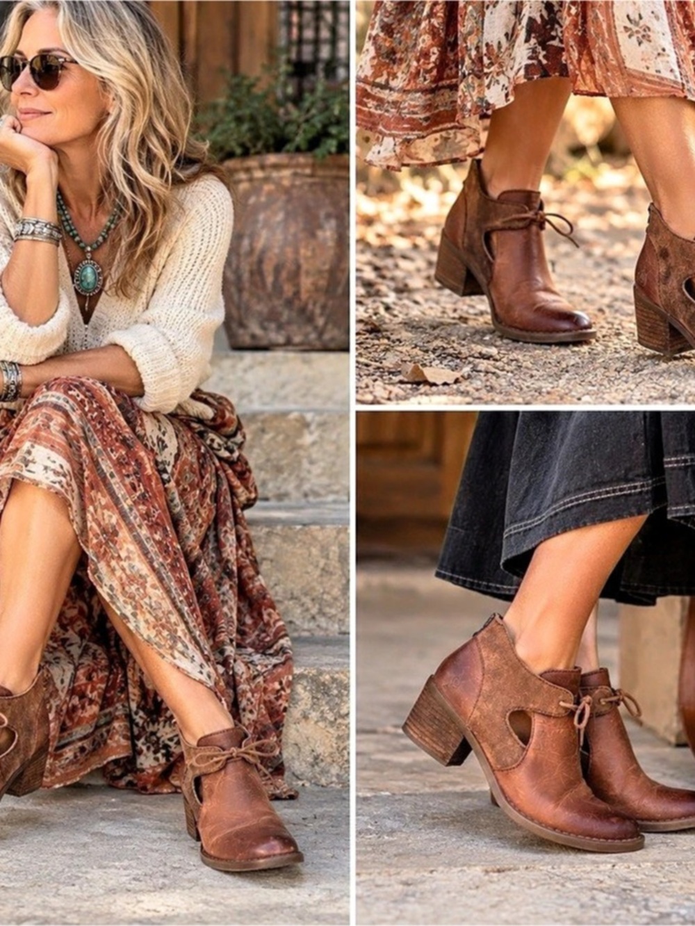 Born Leather Ankle Boots Brown - Picture 2 of 10